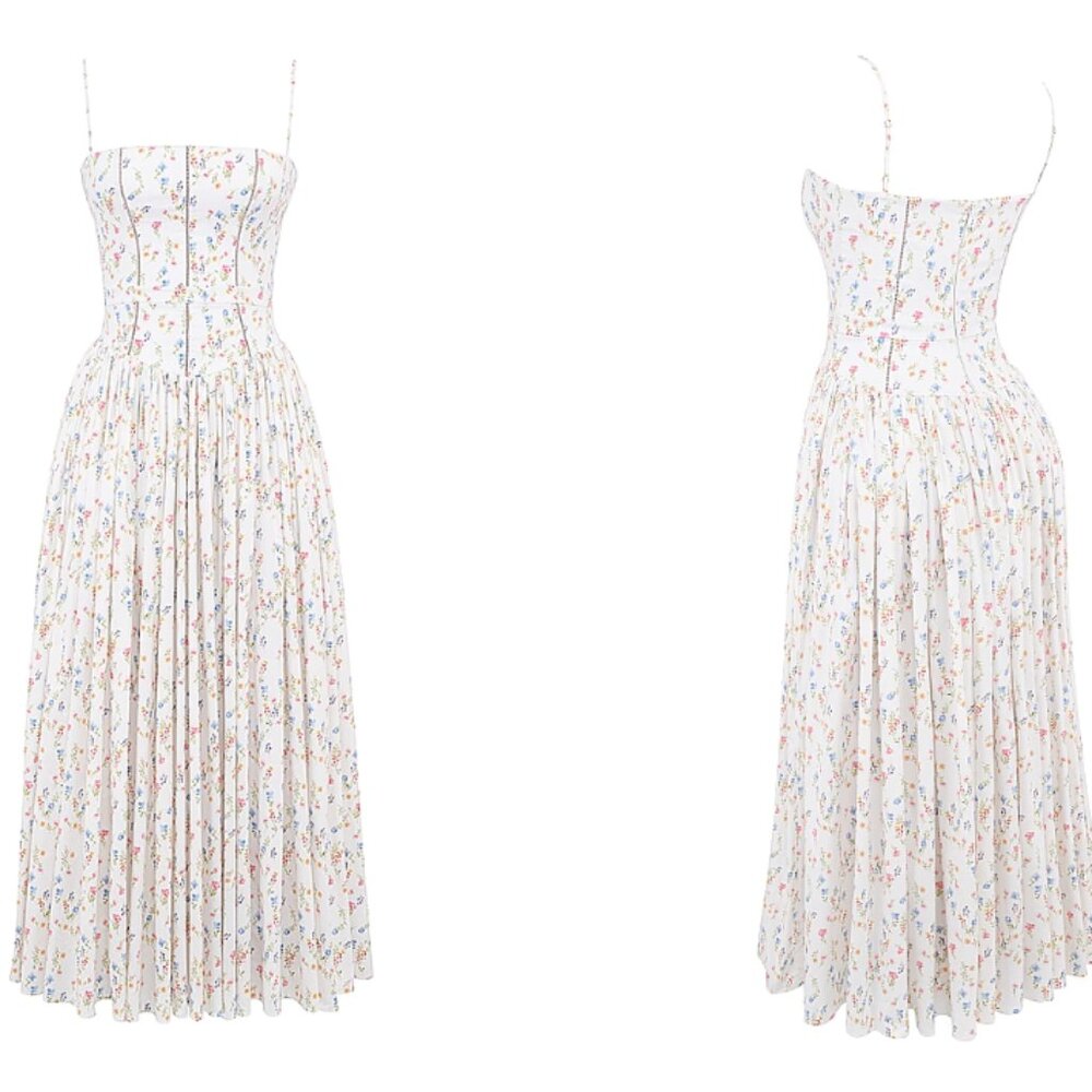 HOUSE OF CB' Ysabella' White Posy Print Cotton Maxi Sundress NWOT - Picture 4 of 8